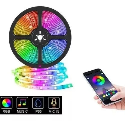 cinta led multicolor rítmica y bluetooth